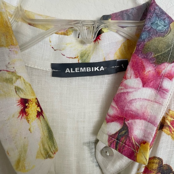 Alembika floral linen midi dress button tie - Picture 7 of 7
